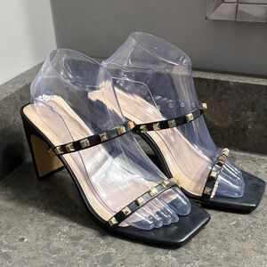 Chic Black and Gold Studded Women's Heels